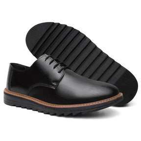 Chaussure Habillée Homme Derby Noir à Semelle Épaisse – Style Sport-Chic